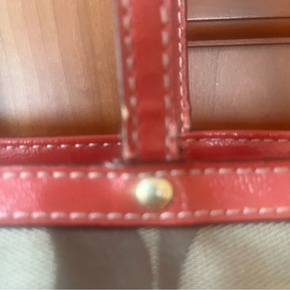 Coach Monogram Logo Printed Canvas Patent Leather Trimmed Medium Size Tote Bag - Picture 9 of 12